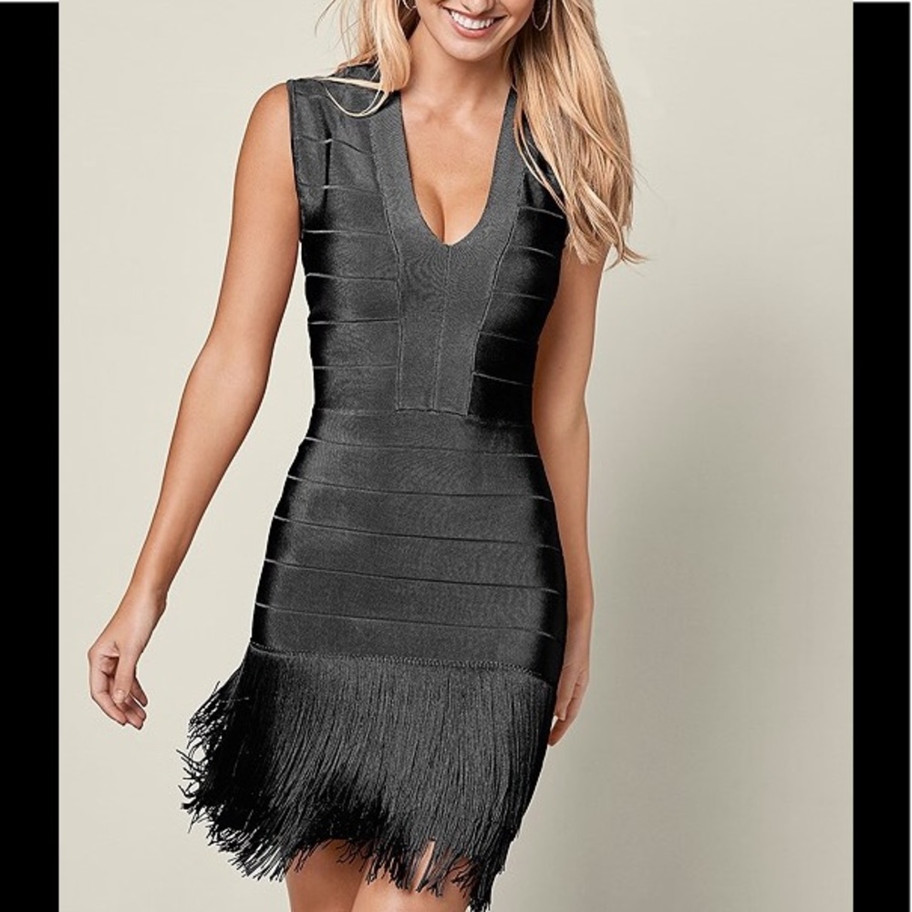 BODYCON FRINGE HEM DRESS